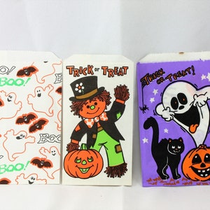 Vintage Halloween Trick Or Treat Candy Gift Loot Goody Paper Bags Assortment Party Favor Collectible Halloween Party Spooky Crafts 6 Pcs