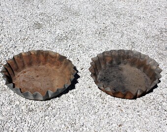 7” Inch Oval Metal Candle Pan With Fluted Edge /Primitive Farmhouse Rustic Decor 