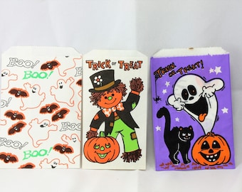 Vintage Halloween Trick Or Treat Candy Gift Loot Goody Paper Bags Assortment Party Favor Collectible Halloween Party Spooky Crafts 6 Pcs