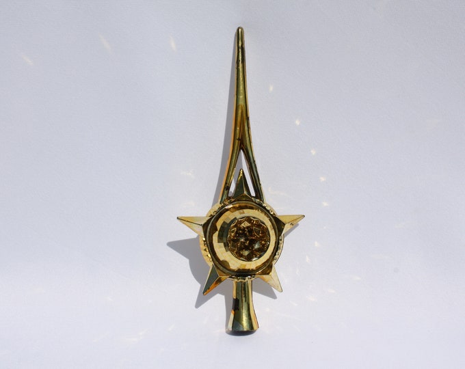 Vintage Christmas Tree Topper Star Bradford Gold Plastic Unbreakable