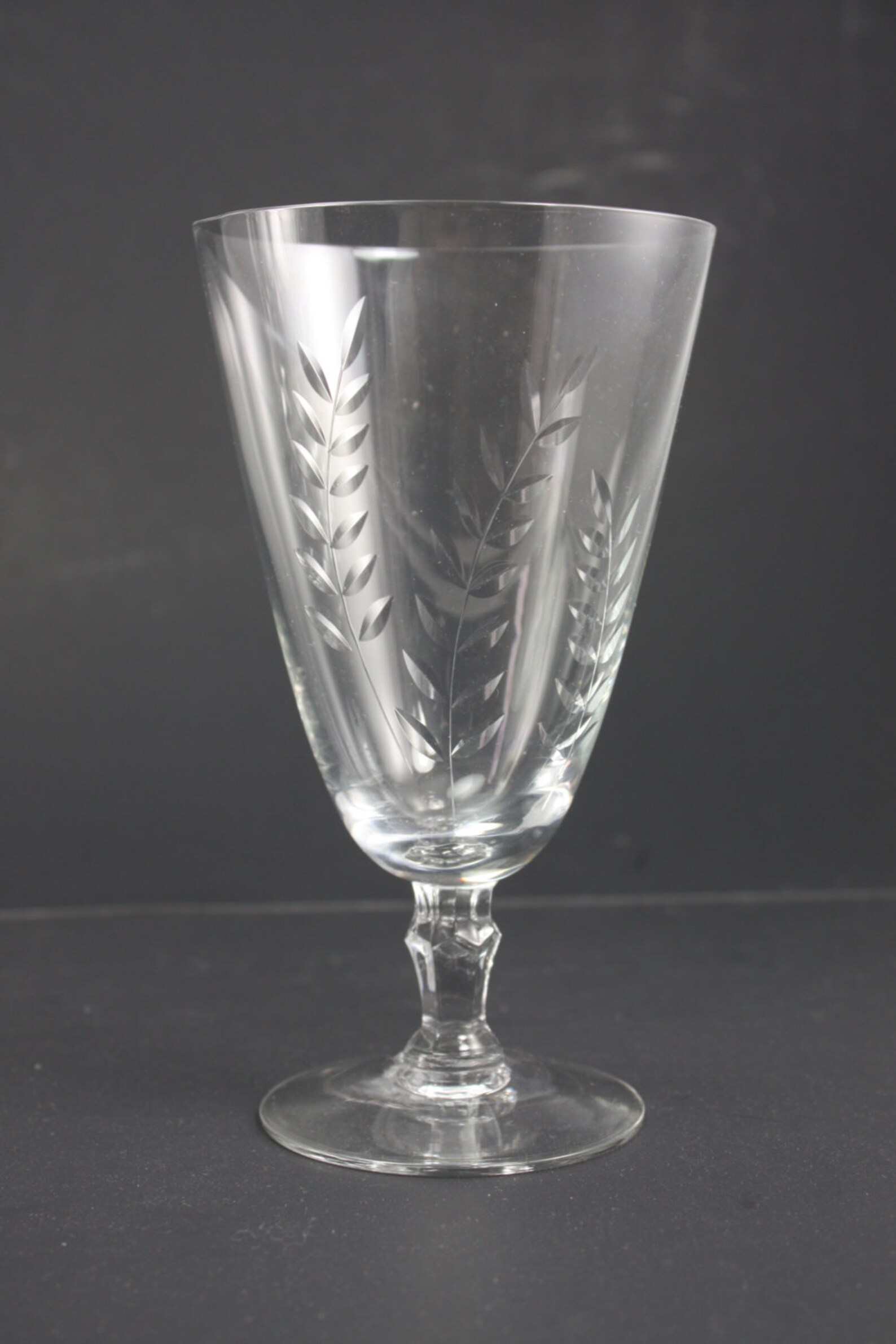 Vintage Fostoria Crystal Stemware Cut Leaf Pattern Design Etsy