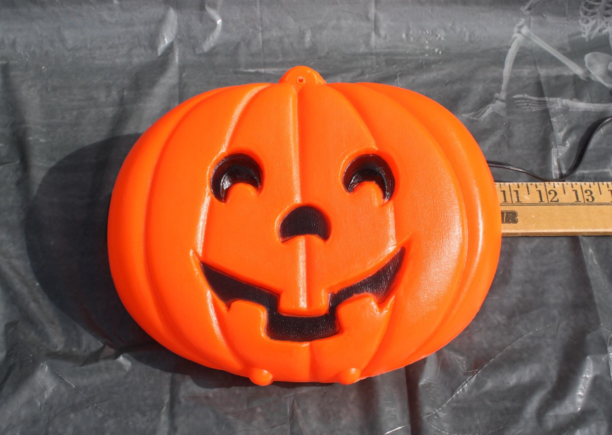 Vintage Halloween Pumpkin Head Jack O Lantern Blinky Glow Light up Hang ...