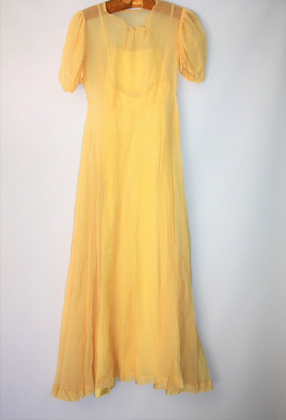 Vintage Long Lemon Yellow Dress Gown Bridesmaid Prom … - Gem