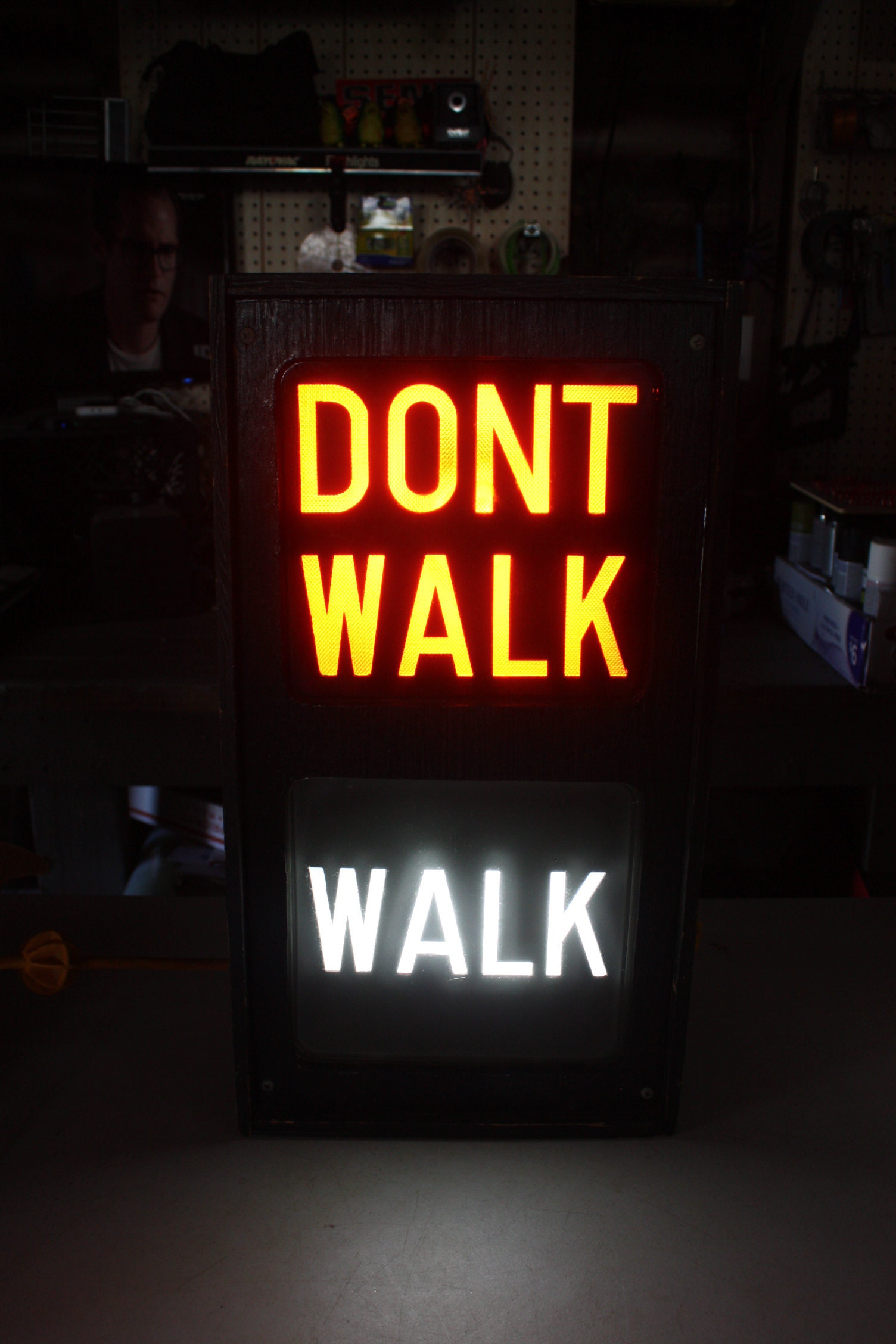 Vintage Walk Don't Walk Traffic Sign Lighted Crosswalk Pedestrian