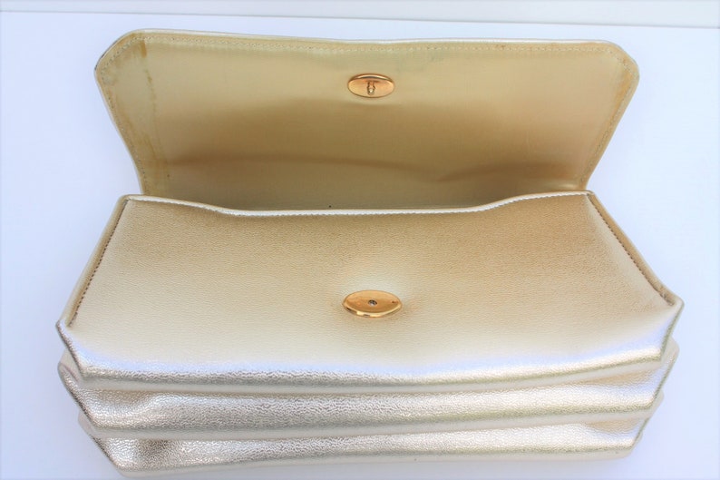 Vintage Gold Lame' And Silver Lame' Clutch Purses Handbags Formal Prom Bridesmaid Wedding Accessory Set of 2 image 4