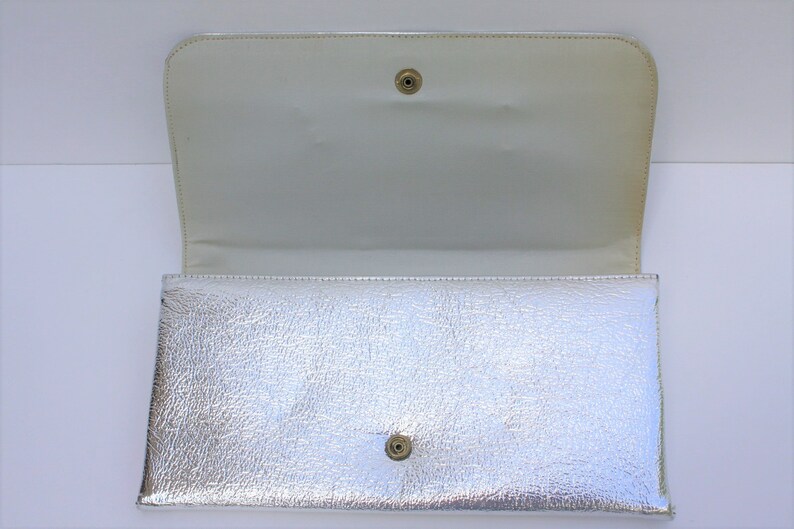 Vintage Gold Lame' And Silver Lame' Clutch Purses Handbags Formal Prom Bridesmaid Wedding Accessory Set of 2 image 8