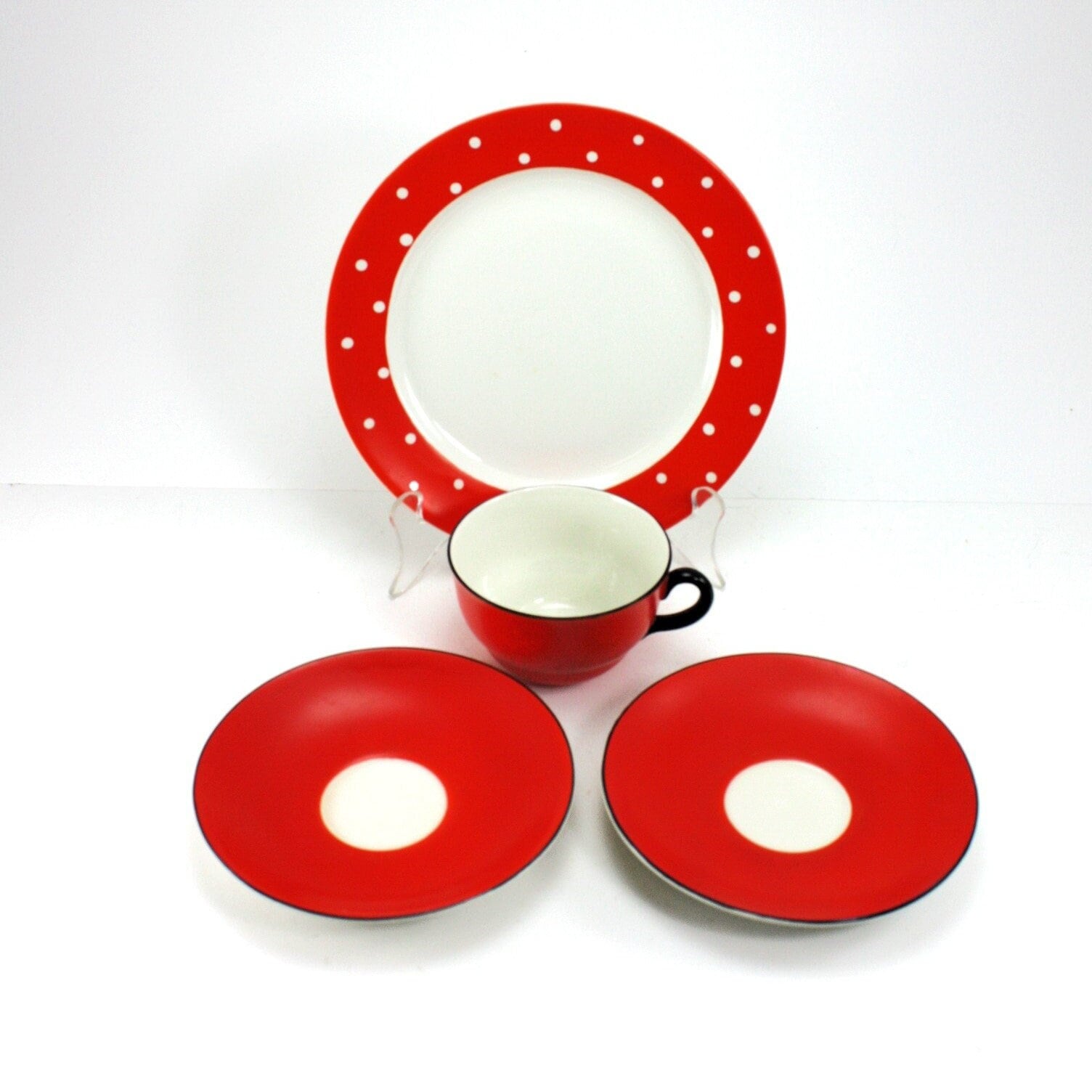 Gefle/UpsalaEkeby＊ATLANTICA＊・* Vintage Upsala Ekeby Gefle Cup & Saucers Made in Sweden Amanita