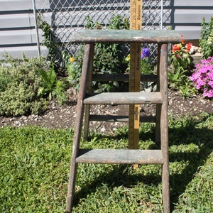 Vintage Wood Wooden Step Stool Step Ladder Folding Small 3-step Plant ...