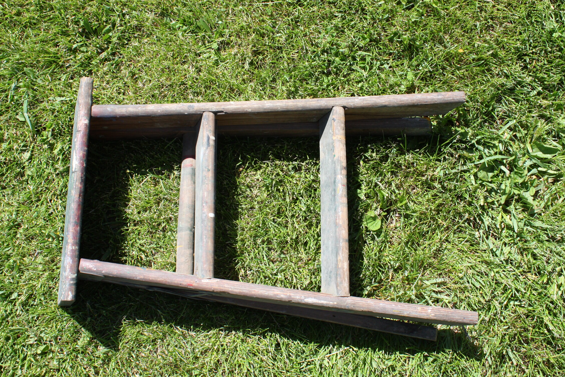 Vintage Wood Wooden Step Stool Step Ladder Folding Small 3-step Plant ...
