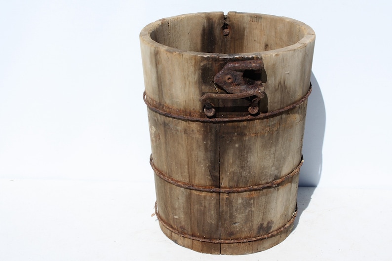 Vintage Wooden Ice Cream Bucket Churn Pail Storage Primitive Etsy