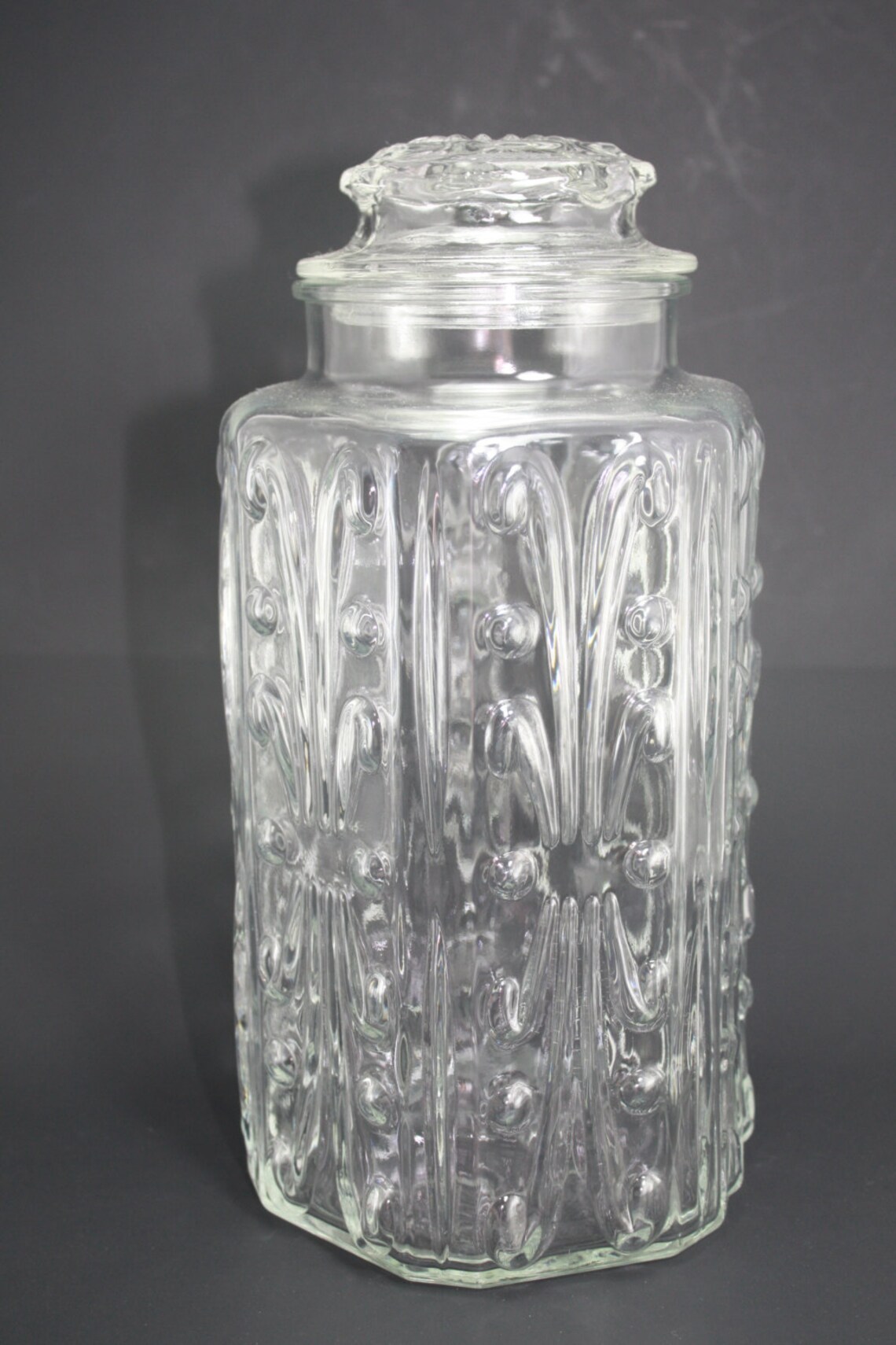Vintage Clear Glass Canister Decorative Embossed Jars Set of Etsy