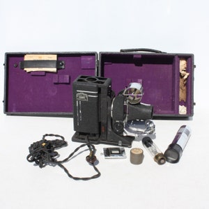 Vintage Picturol SVE Model AAA Film Movie Slide Projector Original Case & Accessories Society For Visual Education Photography Prop