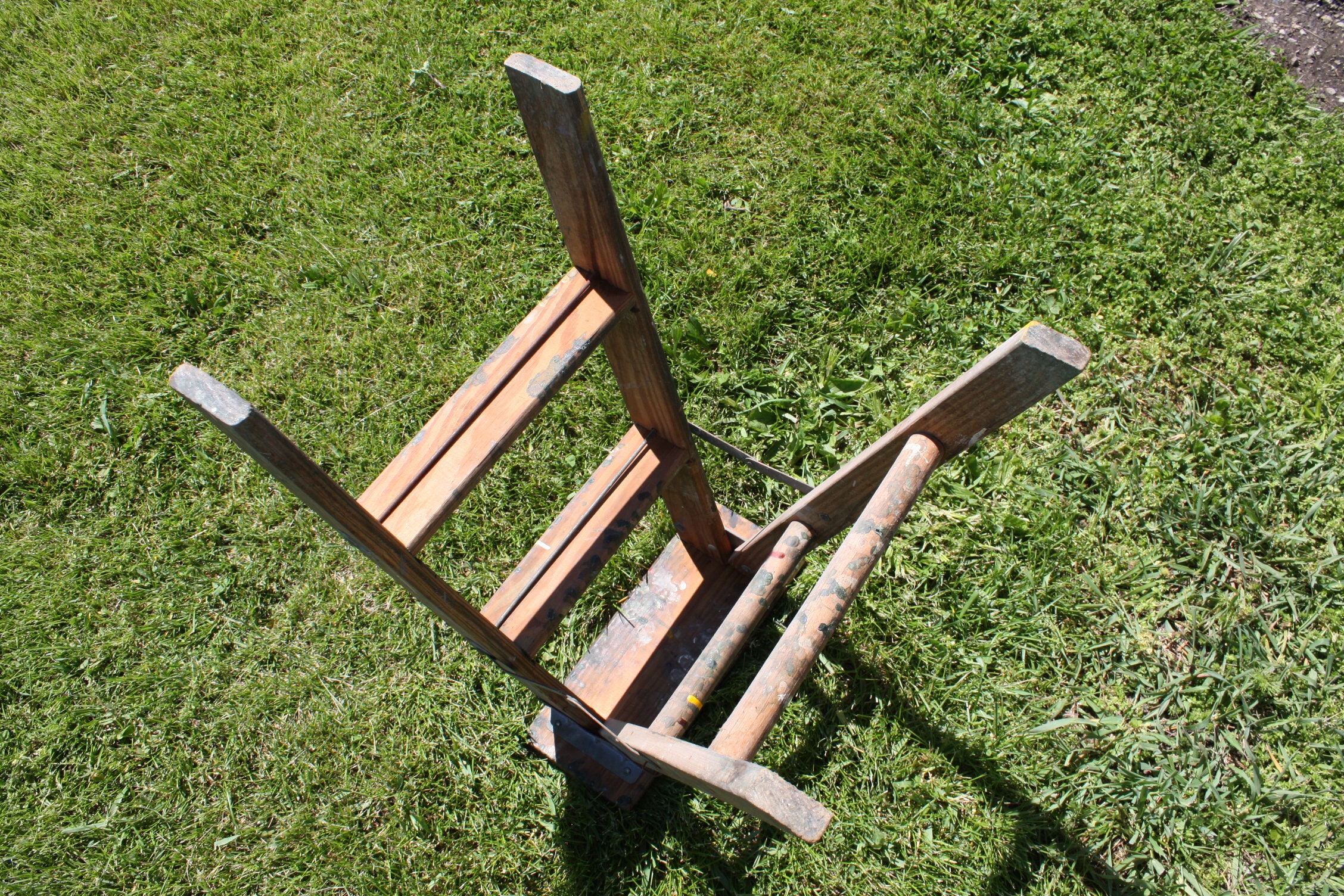 Vintage Wood Wooden Step Stool Step Ladder Folding Small 3-step Plant ...