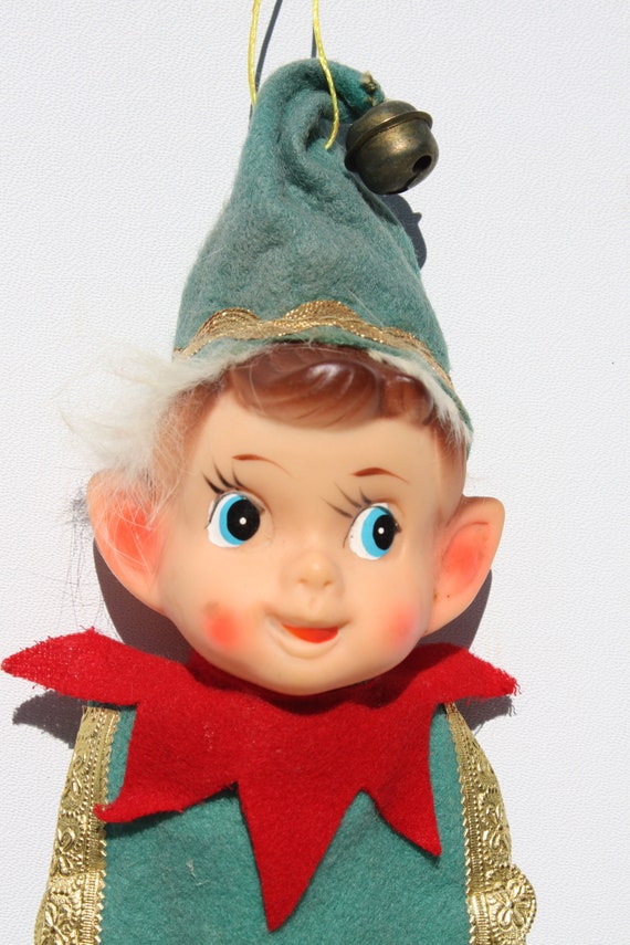 Vintage Elves Elf Pixie Head Felt Strip Banner Christmas Ornaments