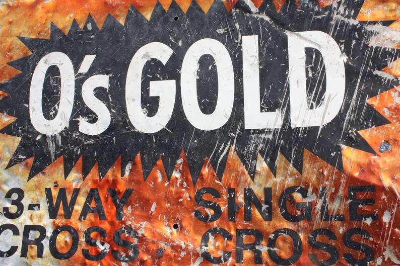 Single Cross Signs Vintage Metal Sign 3 Way Single Cross Seed Farm Dealer Double Sided ...