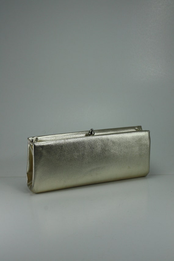 Vintage 60s Gold Lame' Clutch Purse Handbag Hidde… - image 1