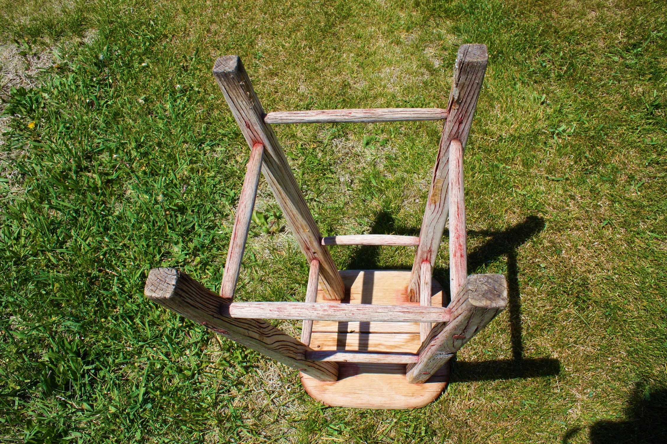 Vintage Antique Wood Wooden Tall Stool Small Table Primitive Rustic ...
