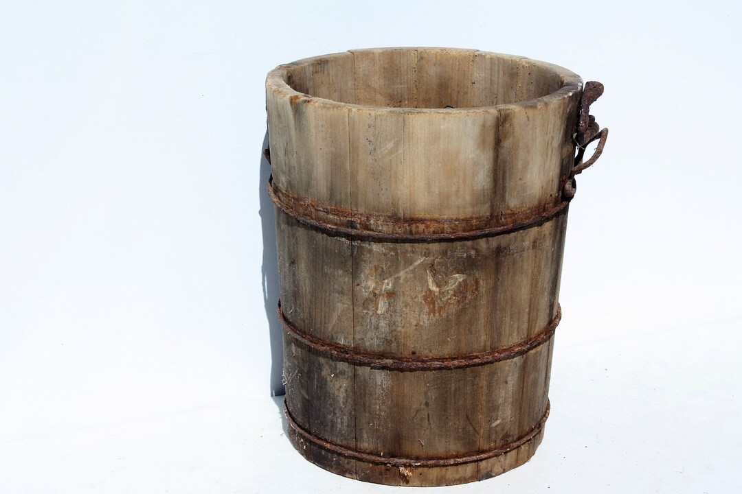 Vintage Wooden Ice Cream Bucket Churn Pail Storage Primitive Etsy
