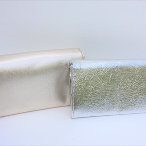 Vintage Gold Lame' And Silver Lame' Clutch Purses Handbags Formal Prom Bridesmaid Wedding Accessory Set of 2 image 2