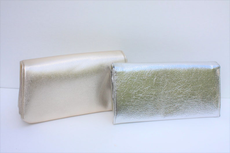 Vintage Gold Lame' And Silver Lame' Clutch Purses Handbags Formal Prom Bridesmaid Wedding Accessory Set of 2 image 2