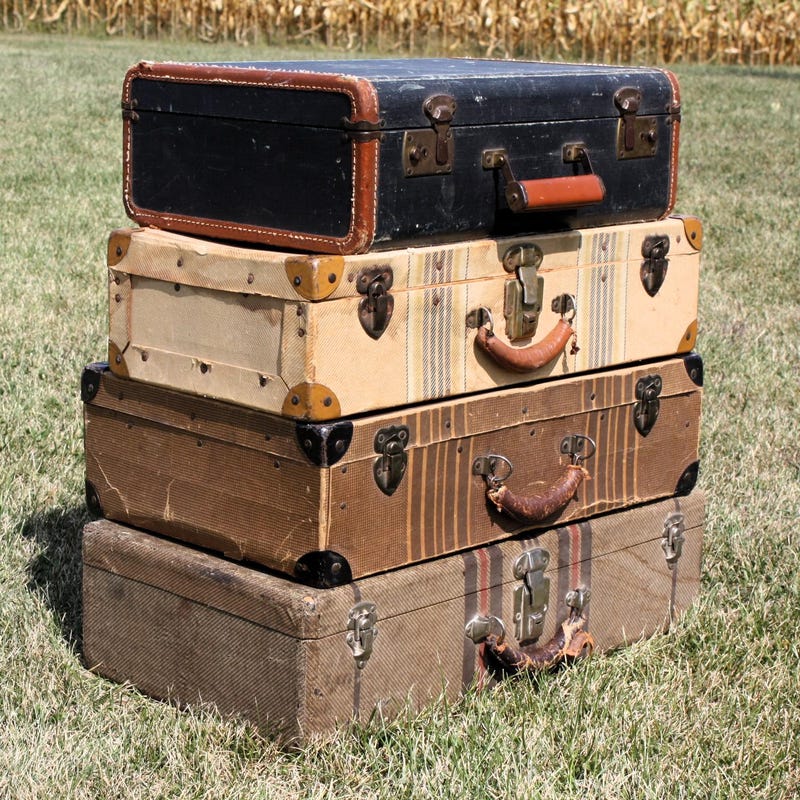 Striped Vintage Suitcase - Etsy