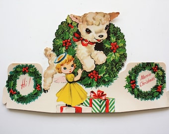 Vintage Jolly Youngster's Christmas Greeting Card Children's Unused With Envelope 3D Stand Up Christmas Holiday Decor Ephemera Scrapbooking