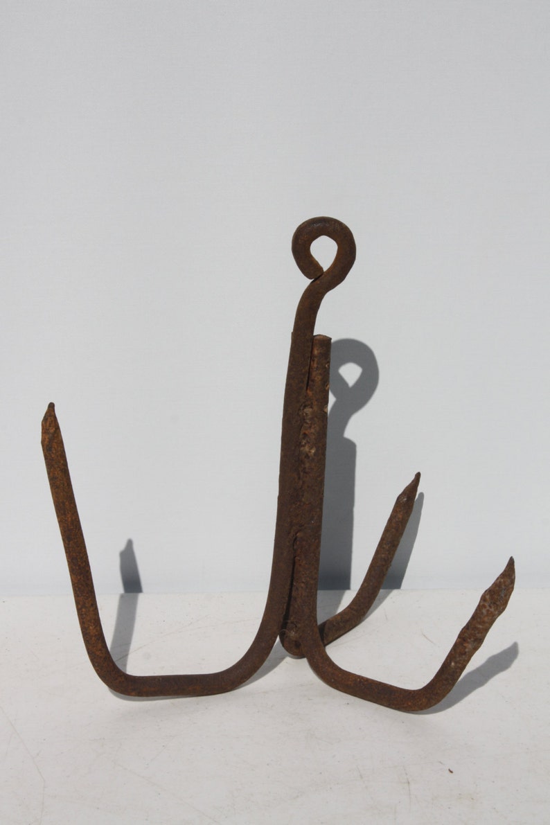 Vintage Metal Hook Grappling Meat Hook Anchor Rusty Distressed ...