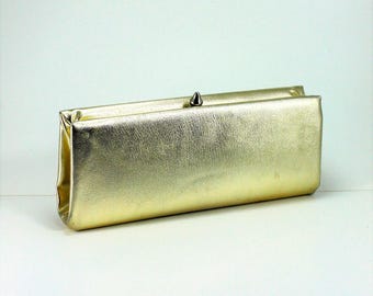 Vintage des années 60 classique or lamé 'embrayage sac à main sac à main chaîne cachée poignée Mid Century Style formel bal demoiselle d'honneur mariage accessoire