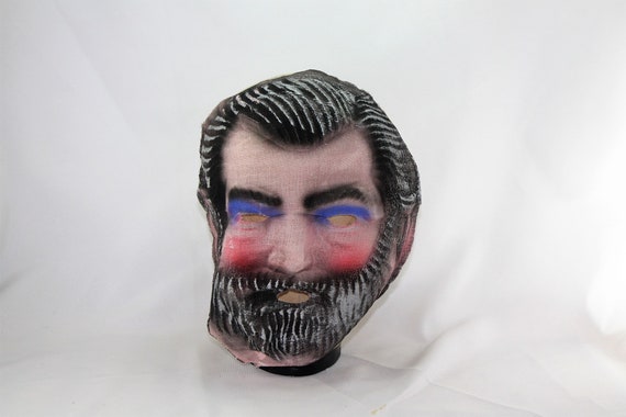 Vintage Antique Gauze Fabric Halloween Mask Painte