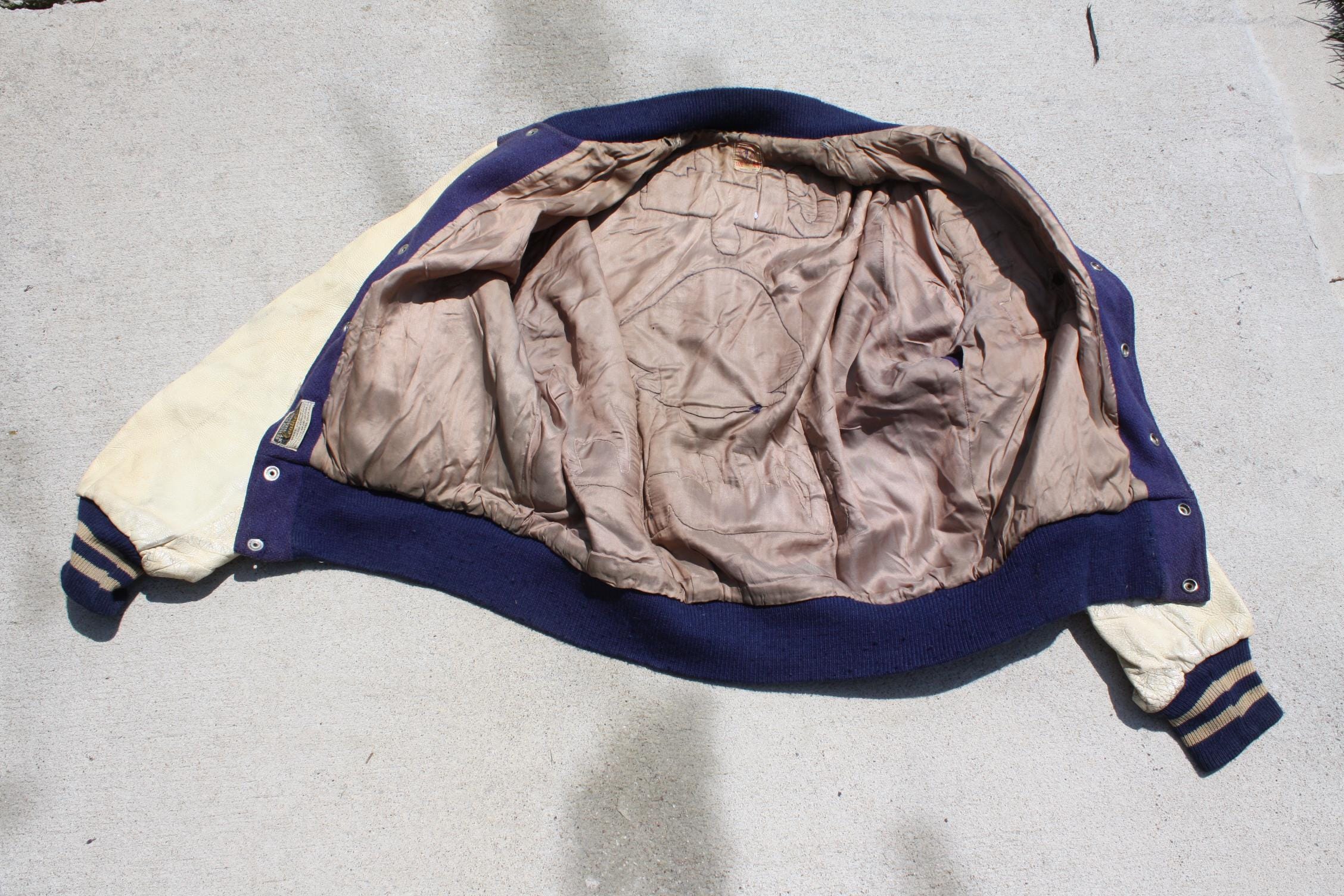 Vintage Letterman Varsity Jock Jacket Wool Leather Blue Tan '60s