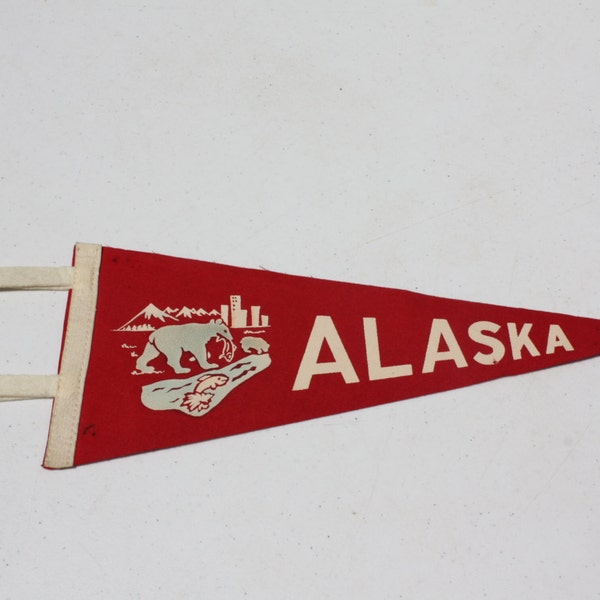 Vintage Felt Pennant Banner Alaska Travel Souvenir