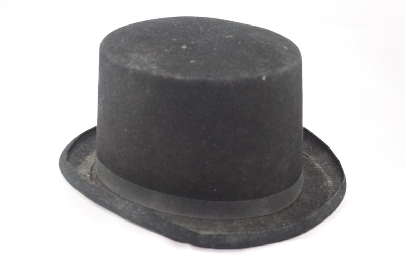 Vintage Top Hat Formal Black Reclaimed Felt Schwartz Hat Works Etsy