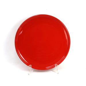 Vintage Waechtersbach W. Germany Salad Dinner Plates Coupe Ceramic Pottery Solid Red Glossy Glaze Christmas Holiday Dinnerware