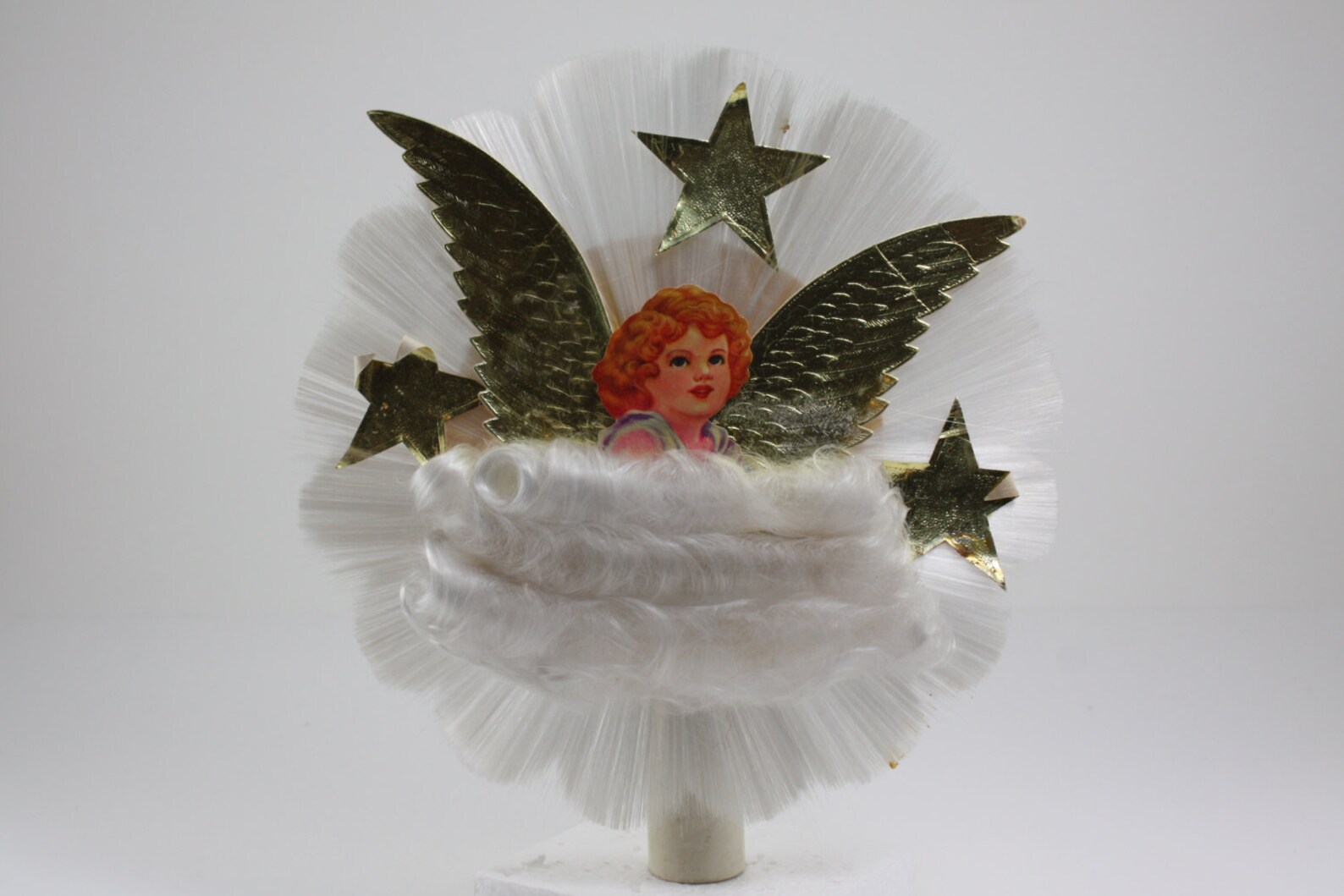 Vintage Angel Tree Topper Spun Glass Angel Hair Etsy