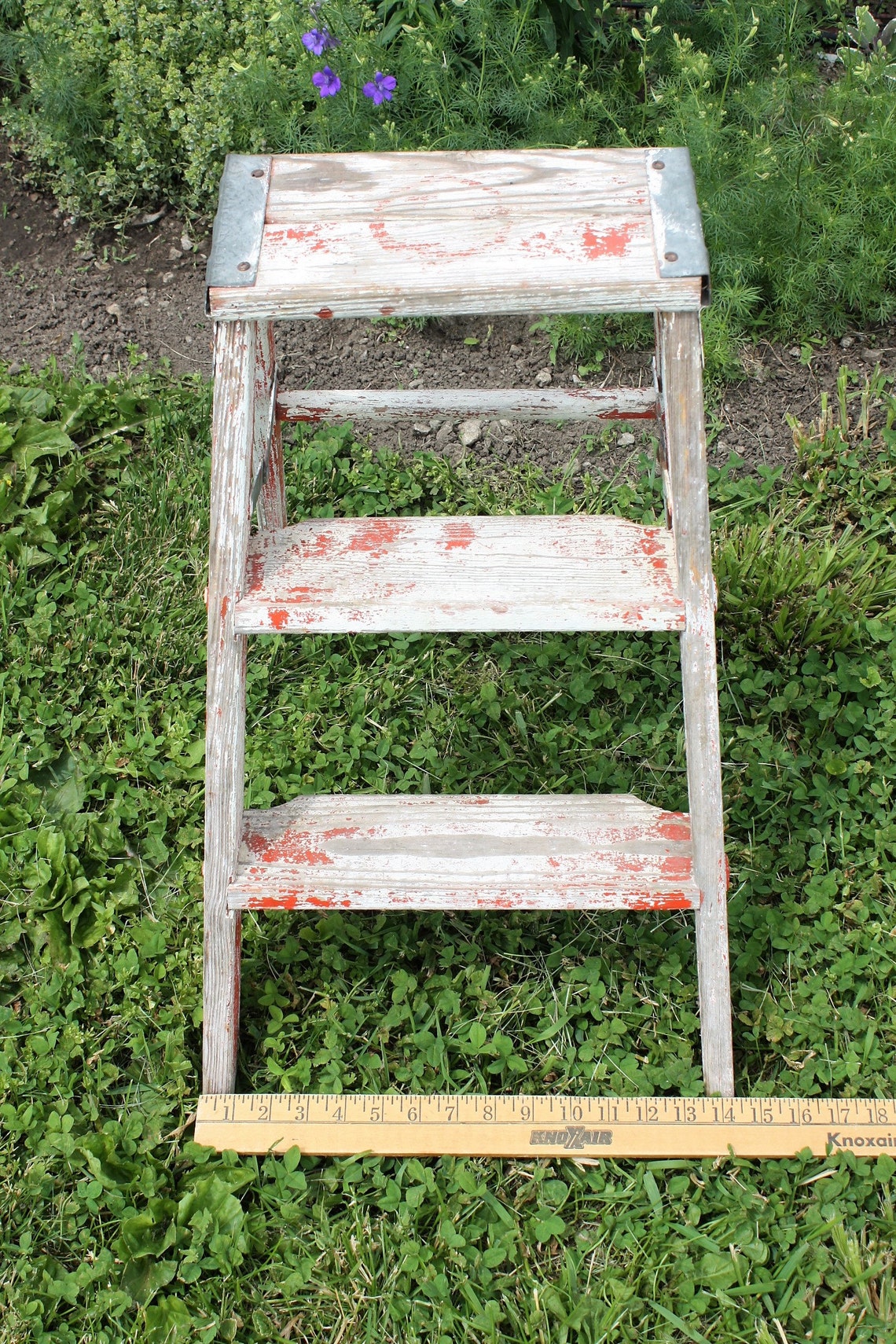 Vintage Wood Wooden Folding Step Stool Step Ladder Small - Etsy