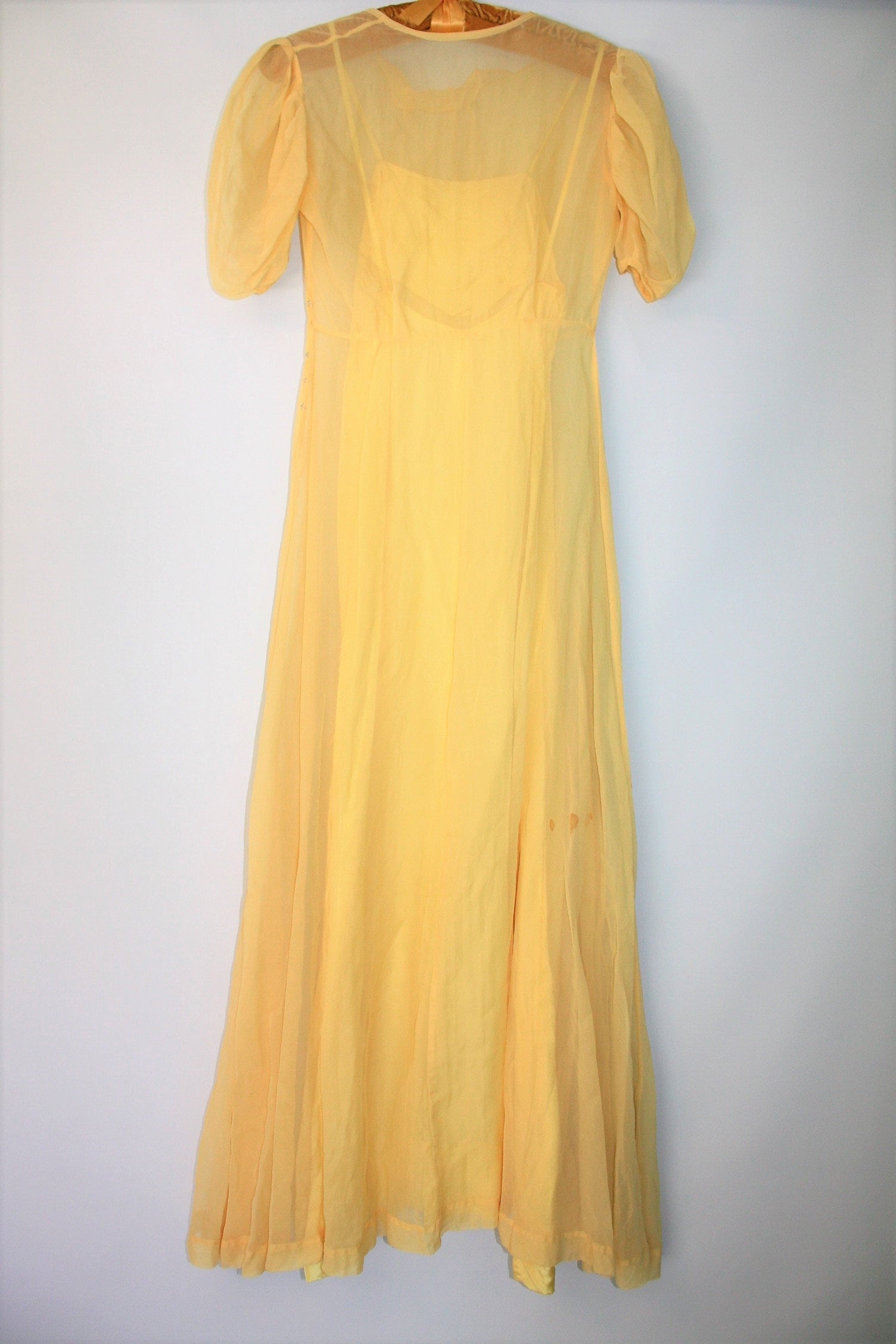 Vintage Long Lemon Yellow Dress Gown Bridesmaid Prom Formal | Etsy