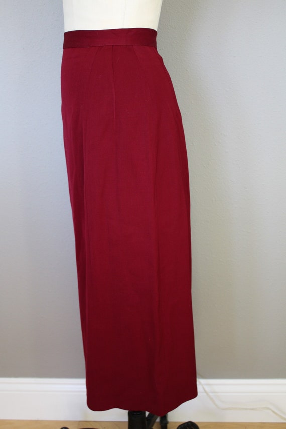 Vintage 2 Piece Suit Gabardine Rayon Burgundy Skirt Jacket