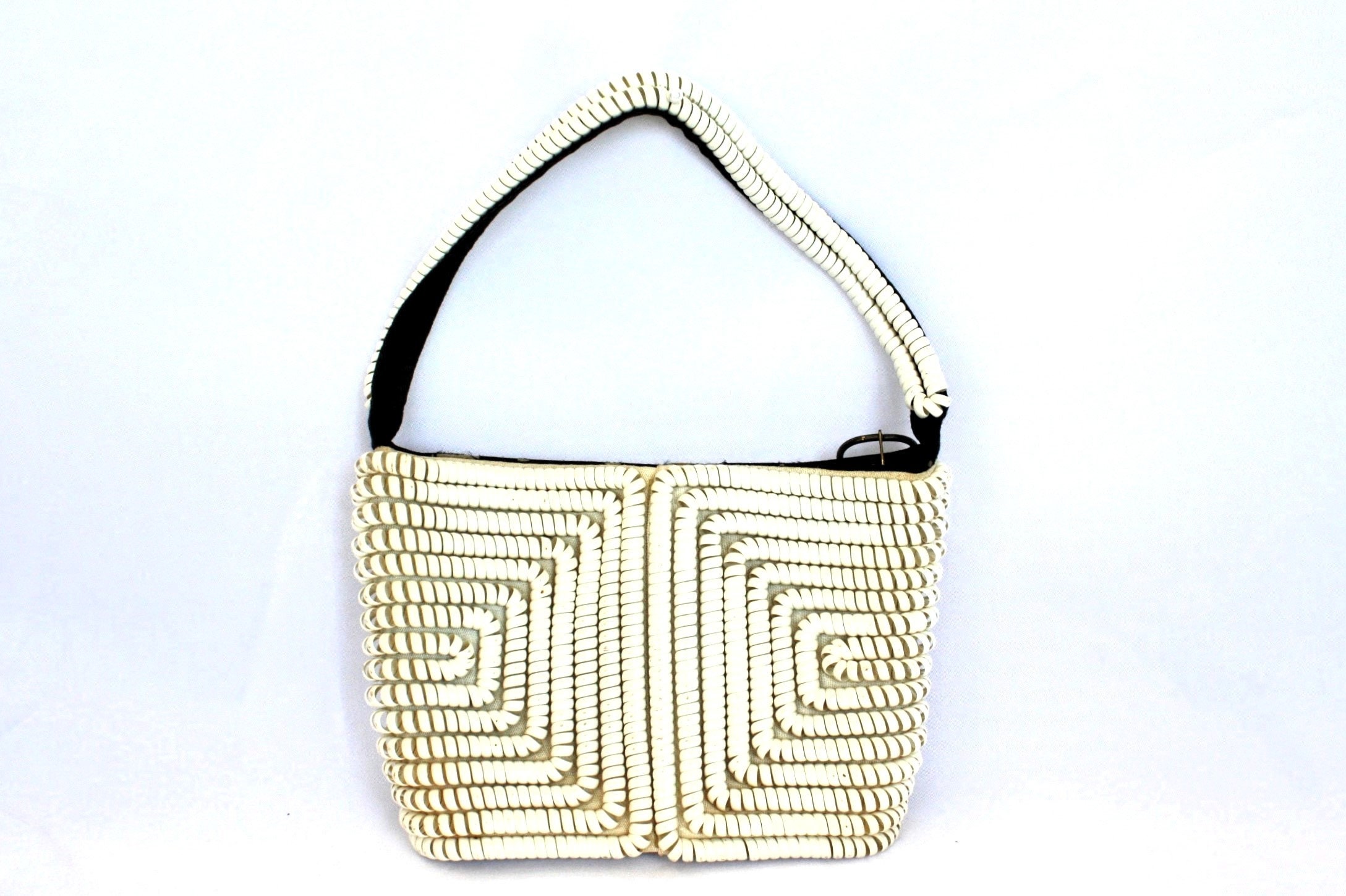 Vintage 40s Plastic Telephone Cord Coiled Purse Handbag Small 