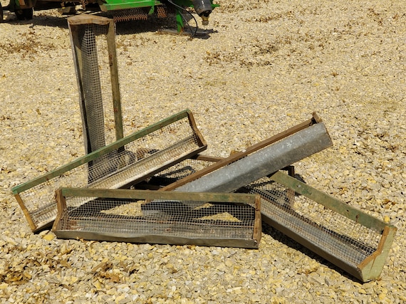 Vintage Chicken Feeder Trough Galvanized Wood Wire Storage Etsy