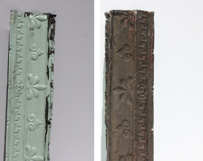 Antique Pressed Tin Ceiling Crown Molding Mint Green Distressed Fleur