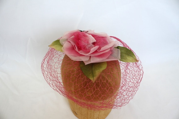 Vintage Floral Hat Net Netting Veil Millinery Pin… - image 1
