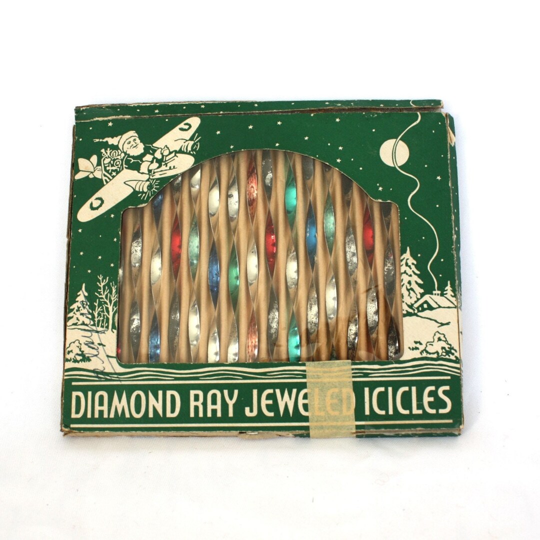 Vintage Christmas Ornament Diamond Ray Jeweled Icicles Multi-colored ...