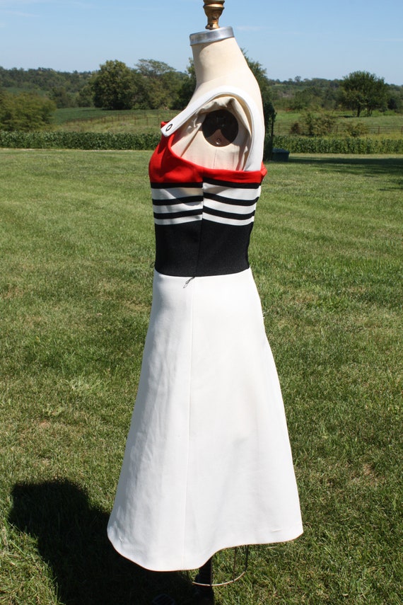 Vintage 60s 70s Sleeveless Summer Dress White Red… - image 4