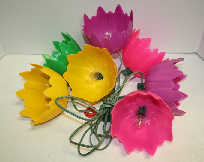 Vintage Patio Party Light Strand Plastic Tulip Flower Blow Etsy