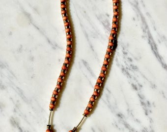 Sequoia - Wooden Bead, Gold Hematite and Metal Reversible Necklace