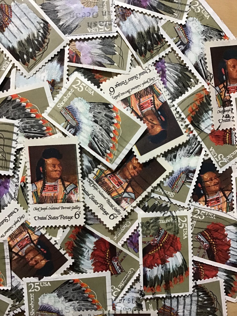 30 Native American Postage Stamps. Used ISA Craft supplies | Etsy