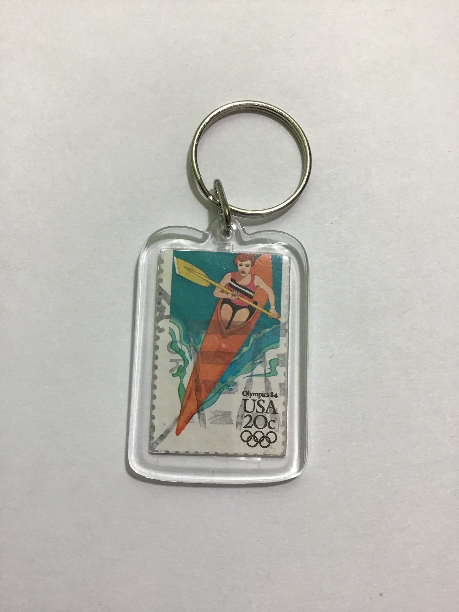 Kayak Keychain Upcycled Recycled Postage Stamp Key Chain Etsy