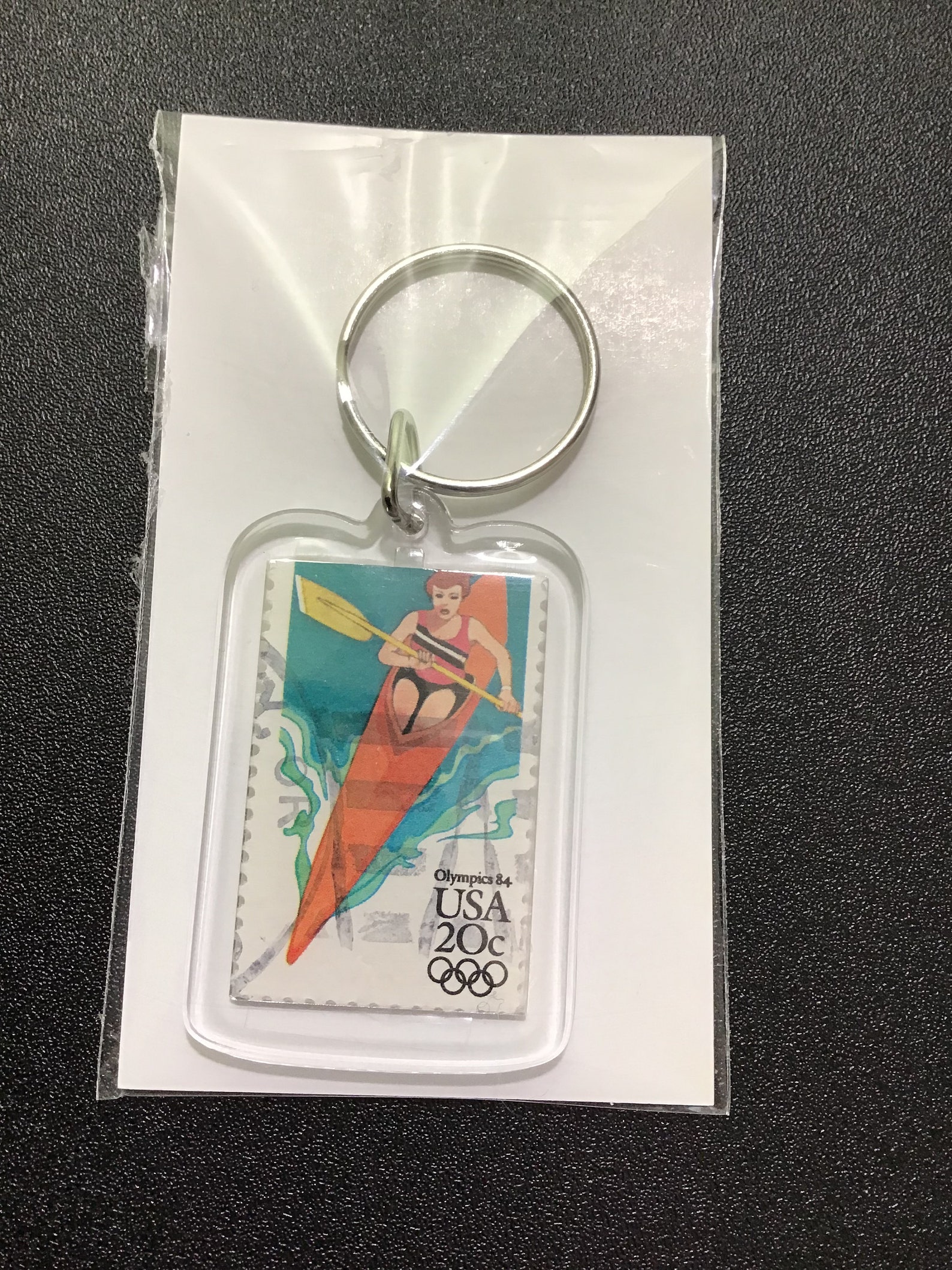 Kayak Keychain Upcycled Recycled Postage Stamp Key Chain Etsy