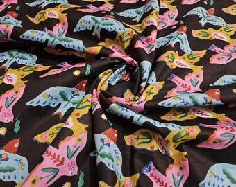 Indian Decor Black Bird Print Cotton Fabric Natural Cotton Craft Material Hand Block Fabric By Yard Decor Sanganeri Sewing Fabric