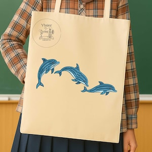 Dolphin Embroidery Design, 3 Dolphins, Ocean Animal Embroidery, Sea Life Embroidery, Dolphin Shirt Design, Animal Embroidery